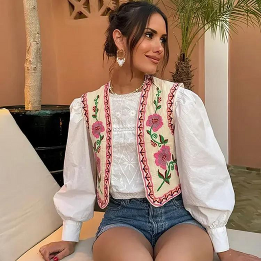 August Floral Embroidered Vest