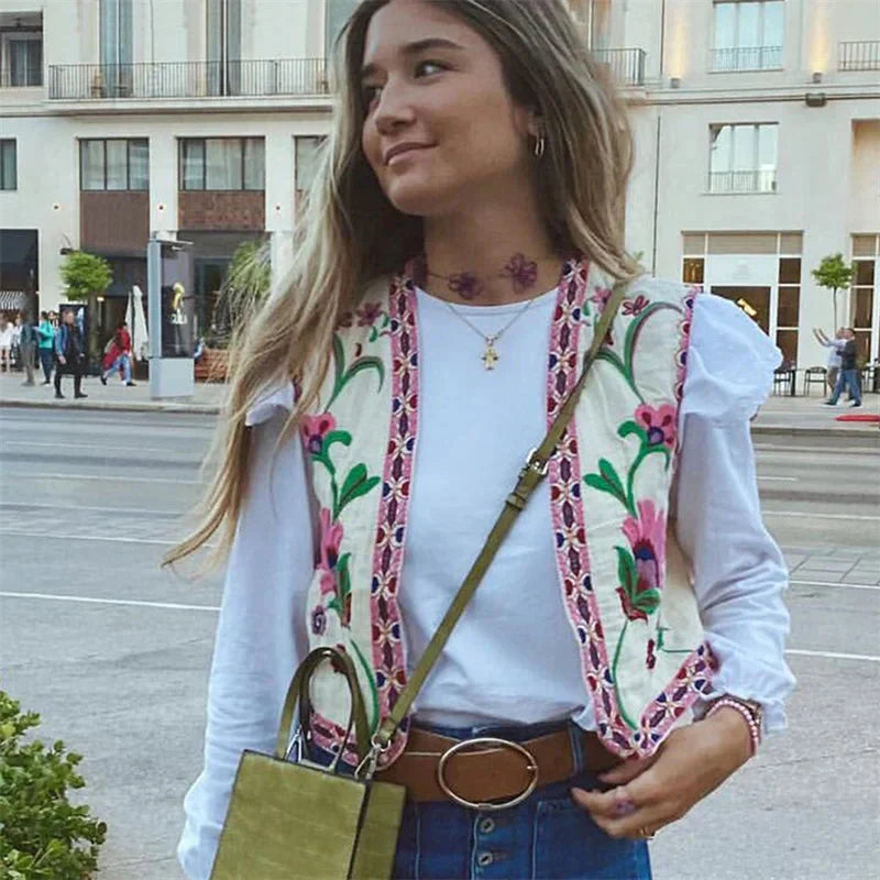 August Floral Embroidered Vest