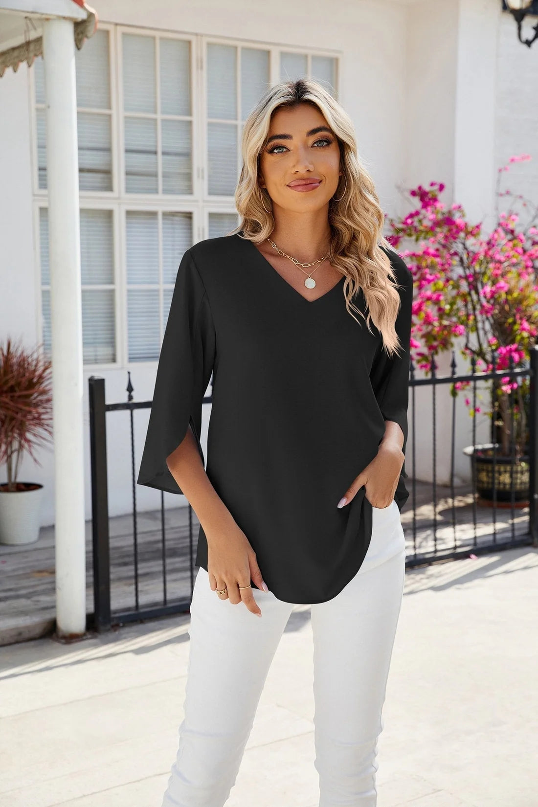 Gable V-Neck Elegant Blouse