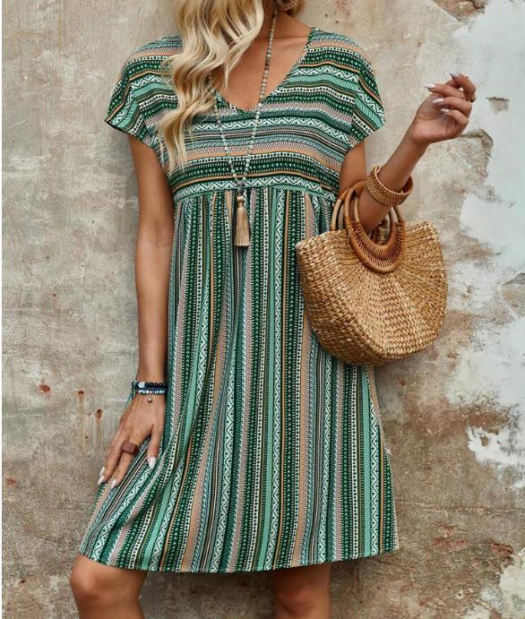 Gabriella Striped Boho Mini Dress