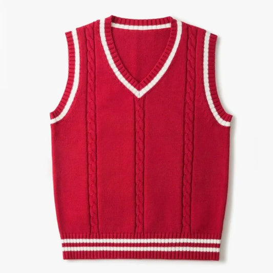 Garnet Cable Knit Sleeveless Vest