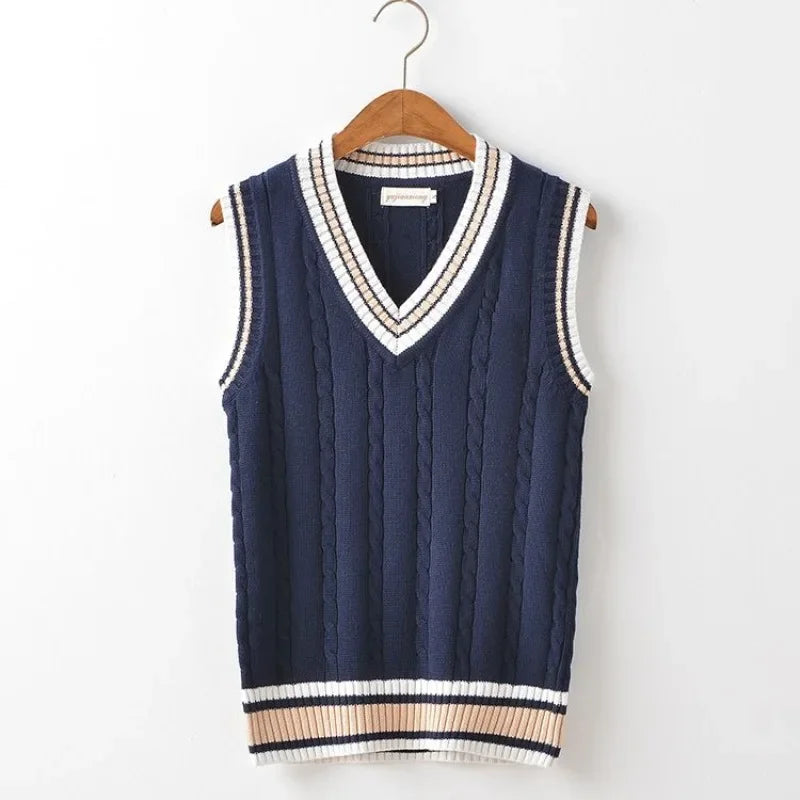 Garnet Cable Knit Sleeveless Vest