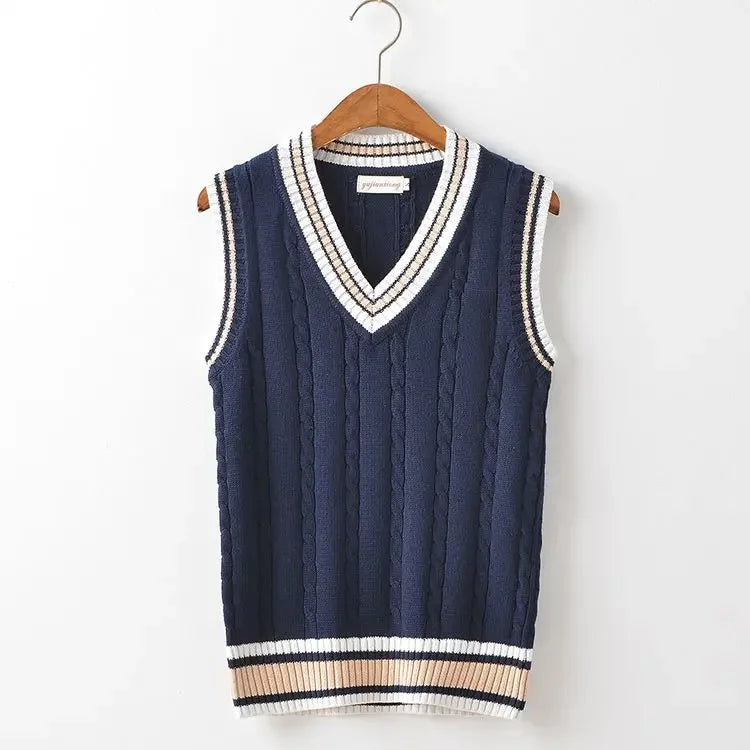 Garnet Cable Knit Sleeveless Vest