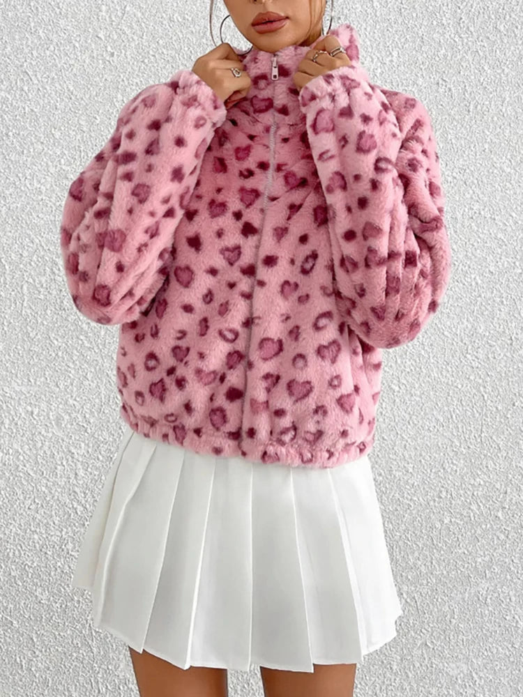 Gaston Pink Leopard Fleece Jacket