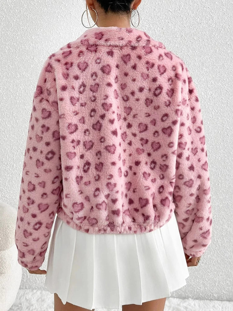 Gaston Pink Leopard Fleece Jacket