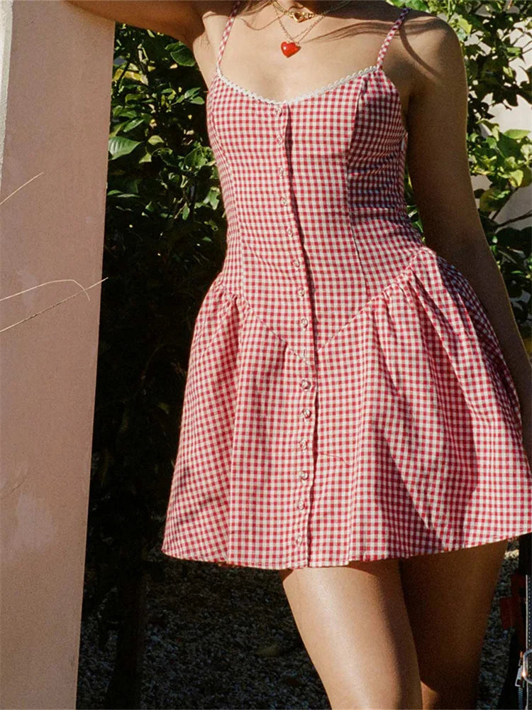 Gemma Gingham Button-Down Mini Dress