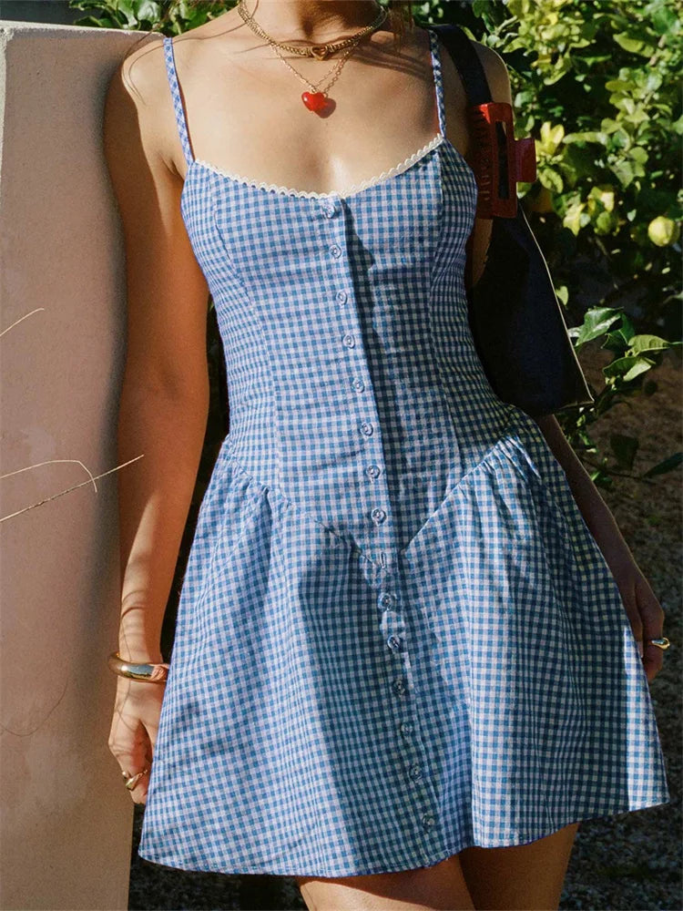 Gemma Gingham Button-Down Mini Dress