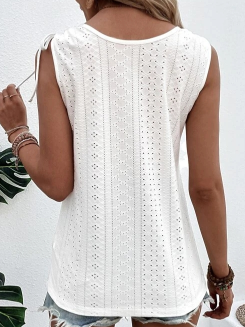 Gertie Button-Down Eyelet Tank Top