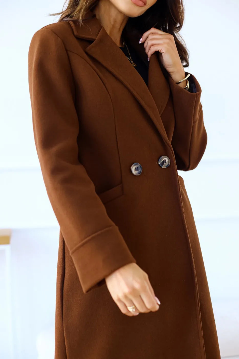 Gertude Elegant Double-Breasted Long Coat