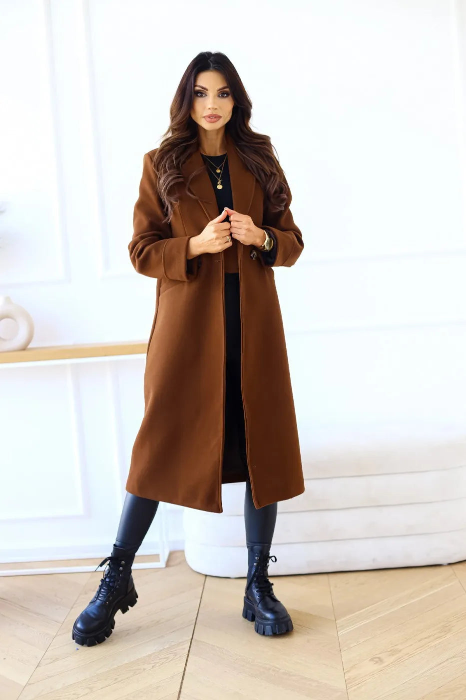 Gertude Elegant Double-Breasted Long Coat