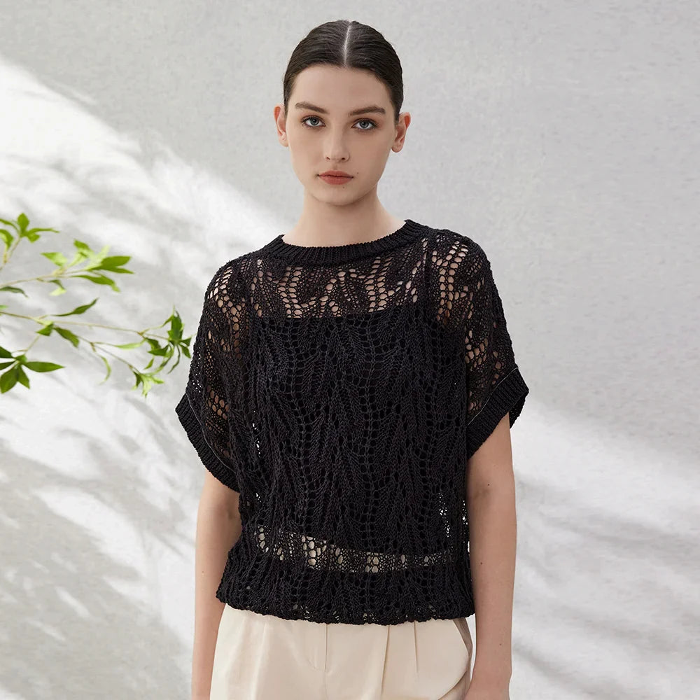 Gilberto Crochet Knit Top