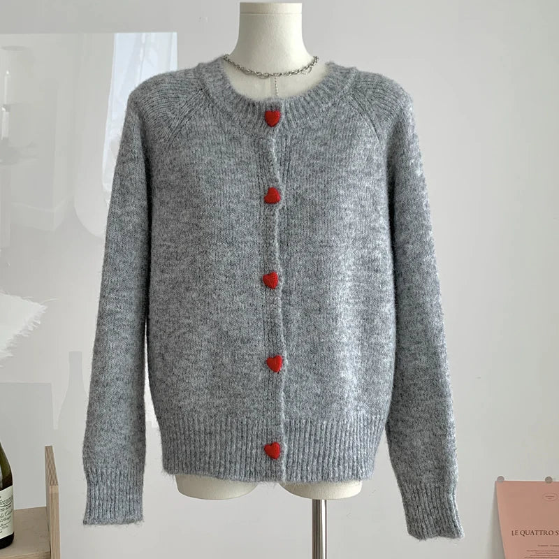 Gillian Heart Button Knitted Cardigan