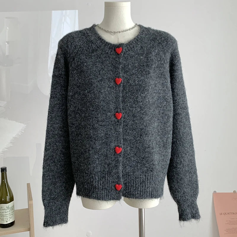 Gillian Heart Button Knitted Cardigan