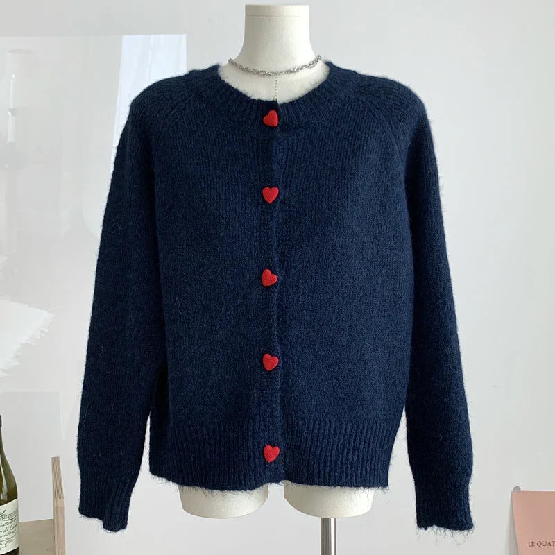 Gillian Heart Button Knitted Cardigan