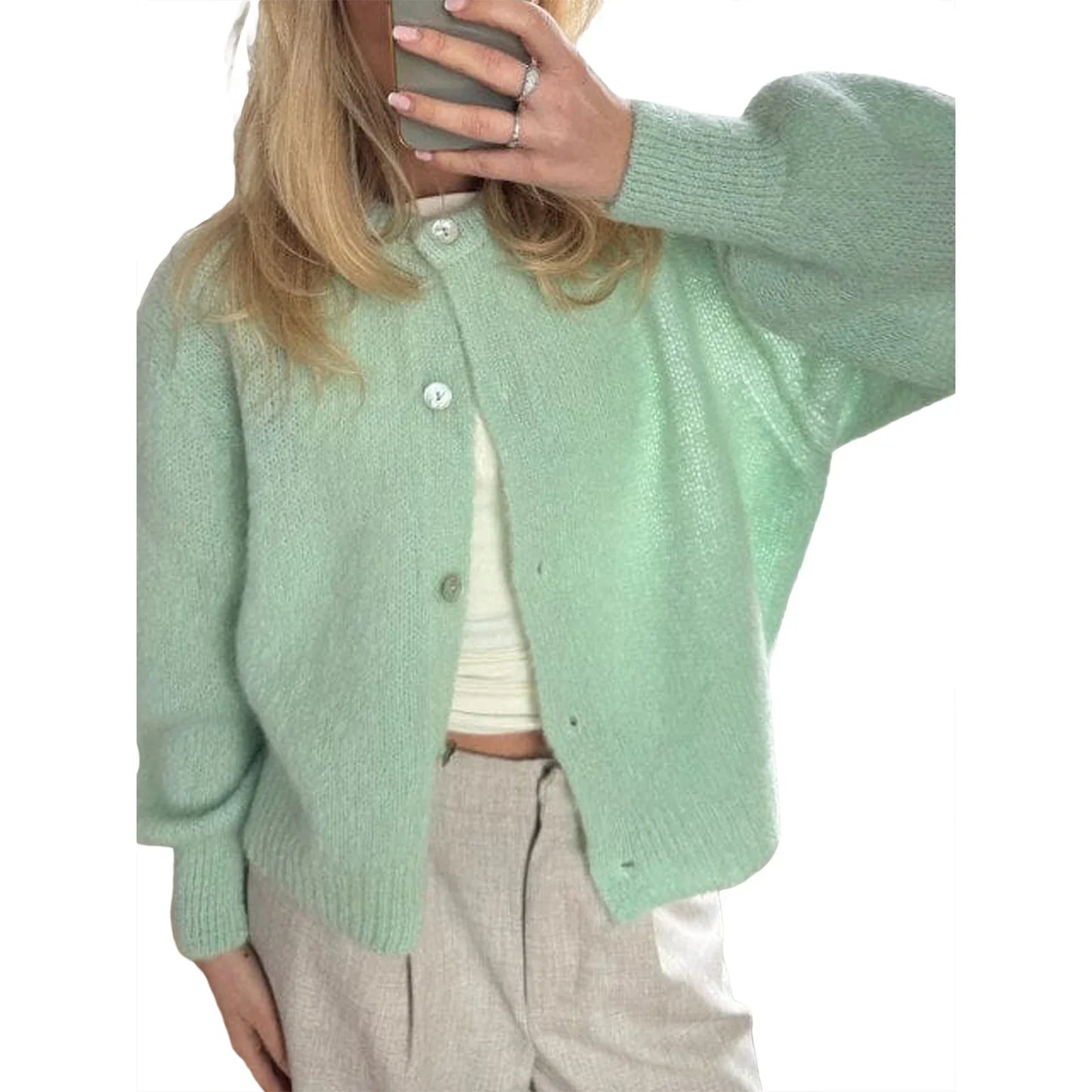 Graziana Button-Up Knit Cardigan