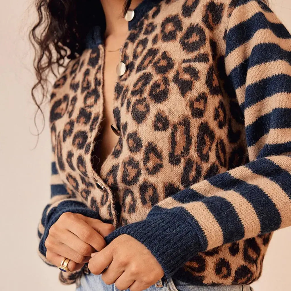 Guadalupe Leopard Print Button Cardigan