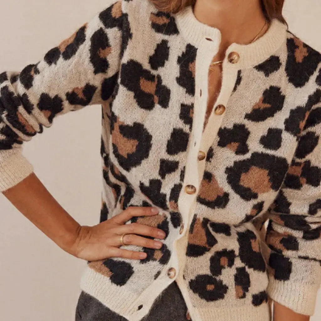 Guadalupe Leopard Print Button Cardigan