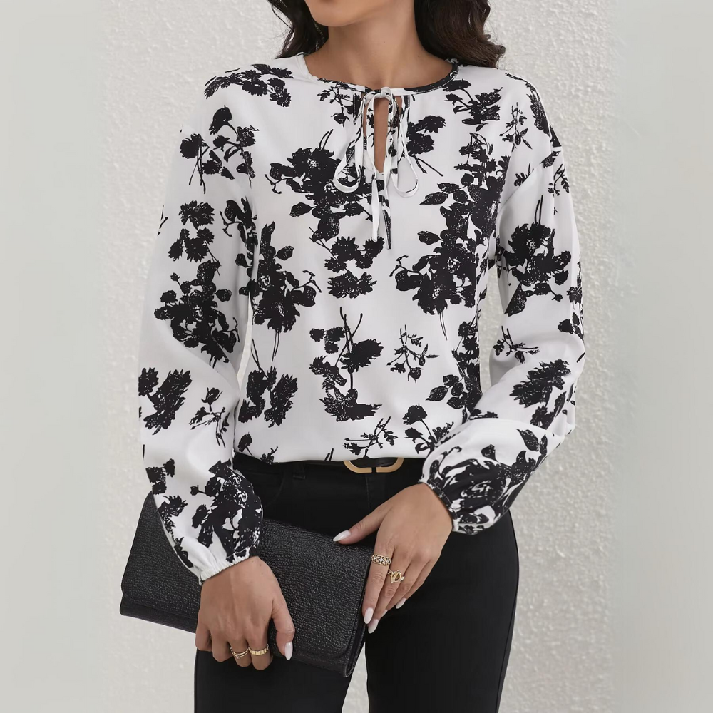 Guinevere Floral Tie-Neck Blouse