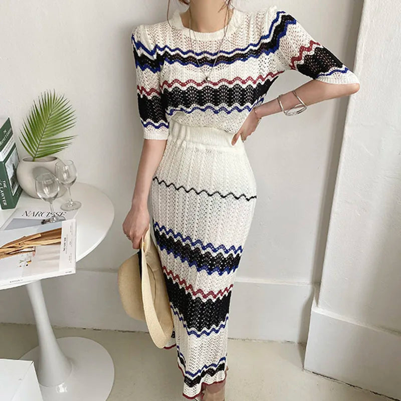 Tyrah Chevron Knit Two-Piece Set