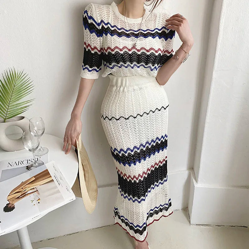 Tyrah Chevron Knit Two-Piece Set