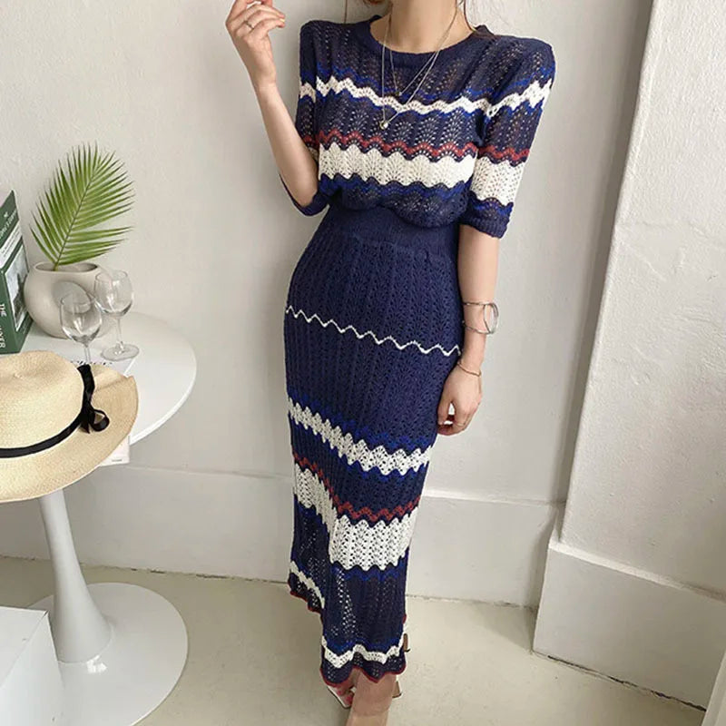 Tyrah Chevron Knit Two-Piece Set