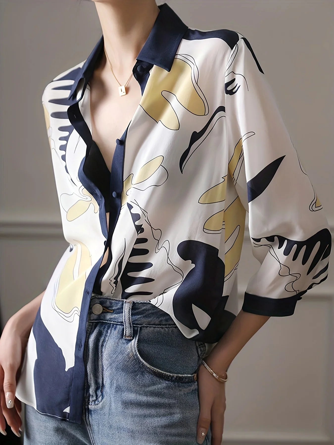 Yollanda Abstract Printed Blouse