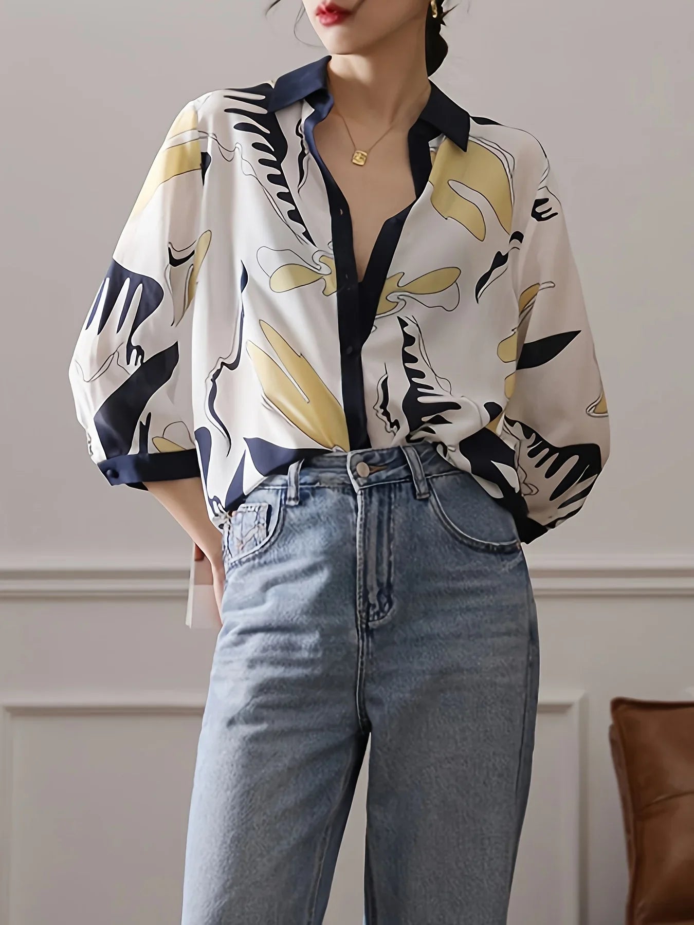 Yollanda Abstract Printed Blouse