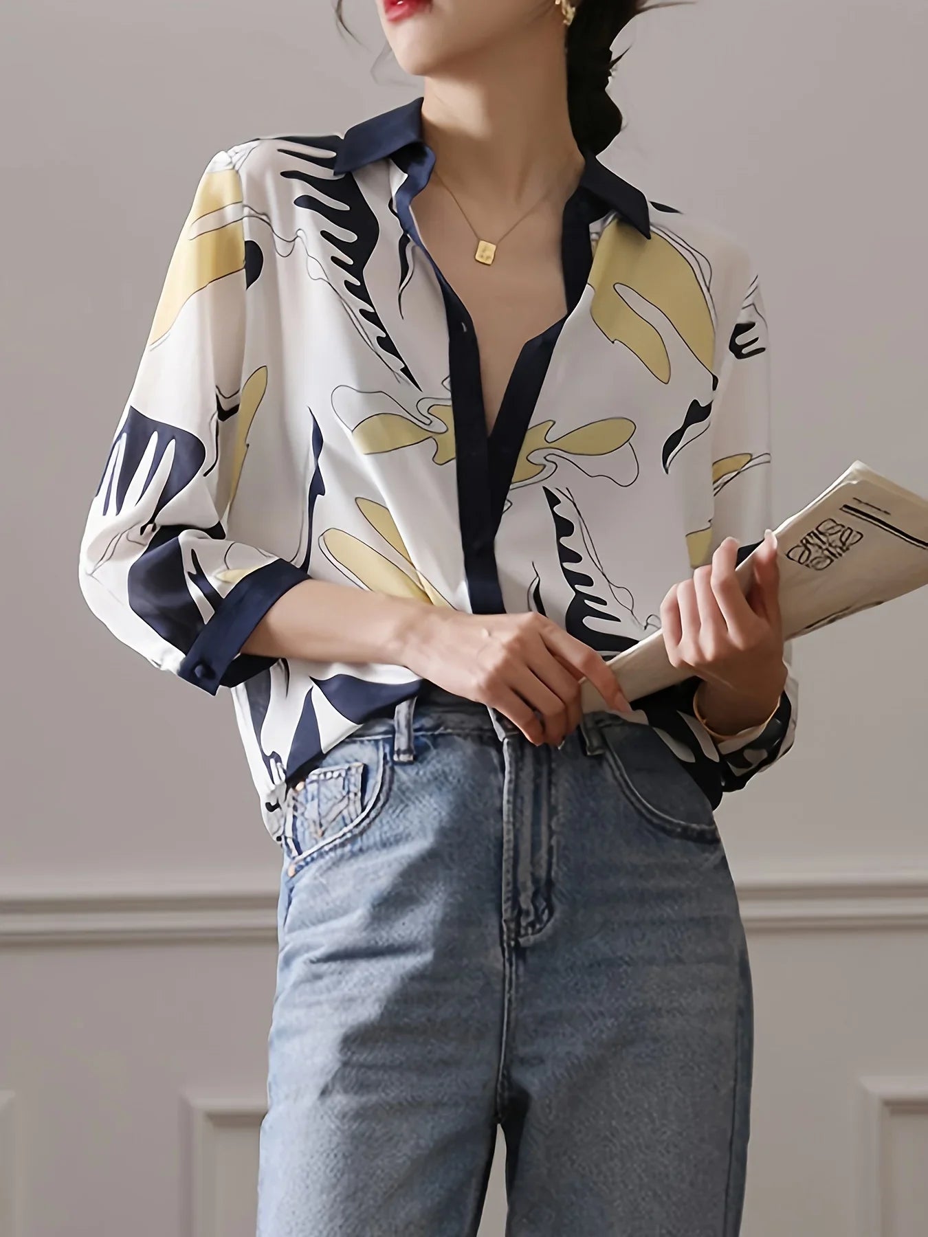 Yollanda Abstract Printed Blouse