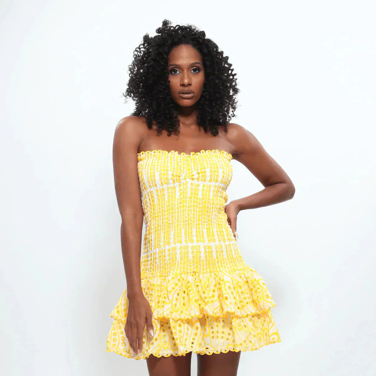 Yzabel Smocked Strapless Mini Dress