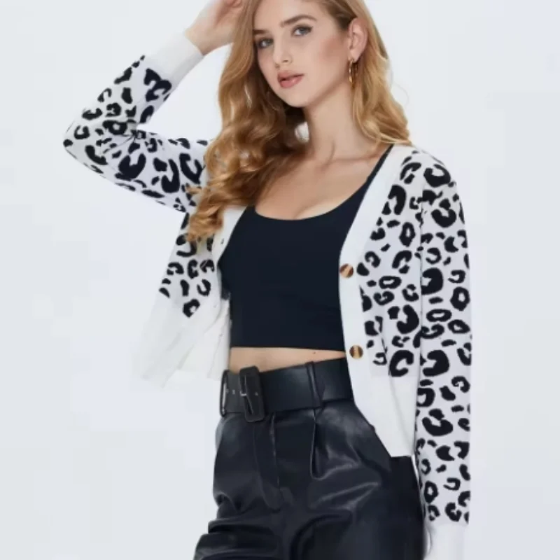 Gino Leopard Print Cropped Cardigan