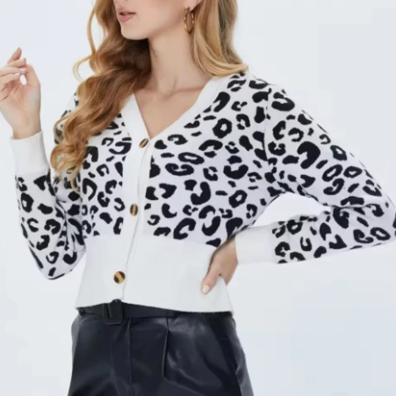 Gino Leopard Print Cropped Cardigan