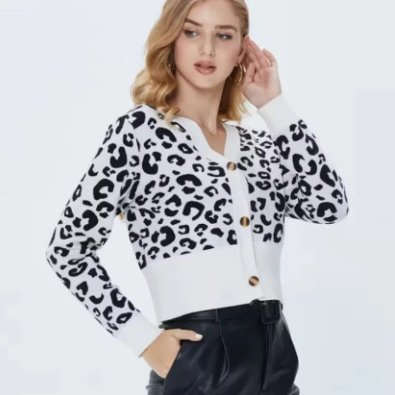 Gino Leopard Print Cropped Cardigan